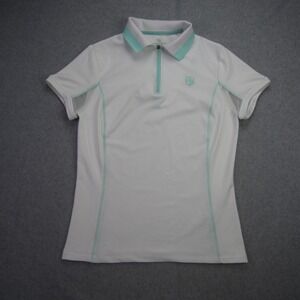 Romfh Polo Shirt Women Small White Equestrian Chill‎ Factor 1/4 Zip Short Sleeve